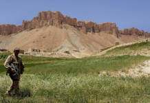 A New Zealand soldier on patrol in Bamiyan Province