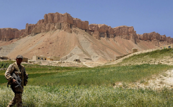 A New Zealand soldier on patrol in Bamiyan Province