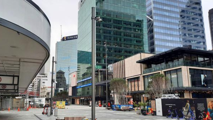 A deserted central Auckland during August 2021 lockdown