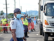 Fiji police at the Lomolomo border