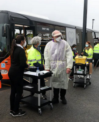 New Zealand's "Shot Bro" pop-up covid vaccination bus