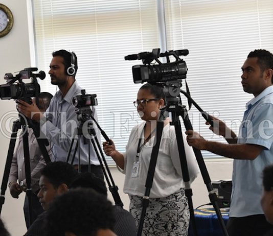 News conference in Fiji
