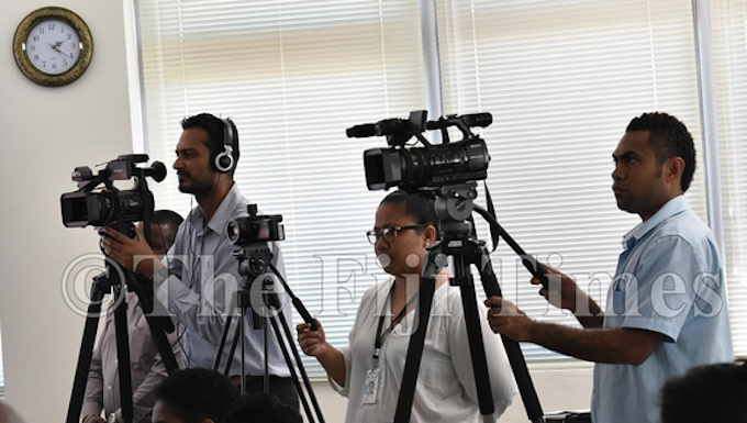 News conference in Fiji