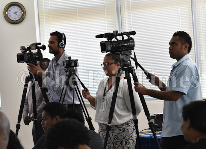News conference in Fiji