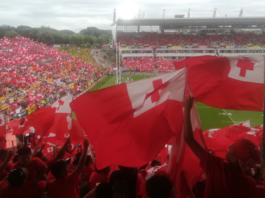 Tongan RL "sea of red"