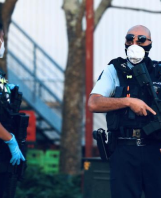 Armed New Zealand police at LynnMall