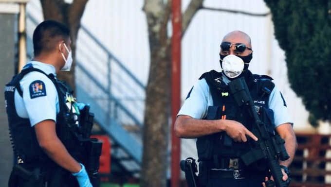 Armed New Zealand police at LynnMall