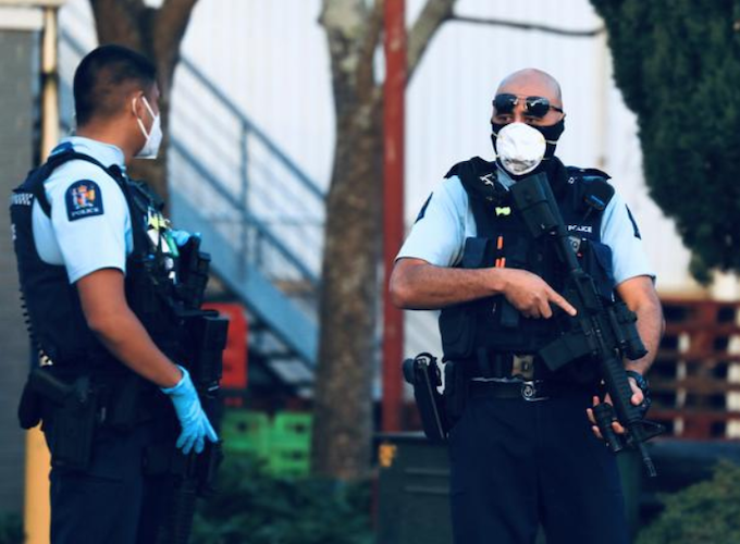 Armed New Zealand police at LynnMall