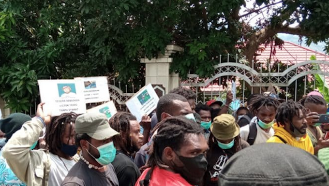 Papuan protesters in Jayapura 300821