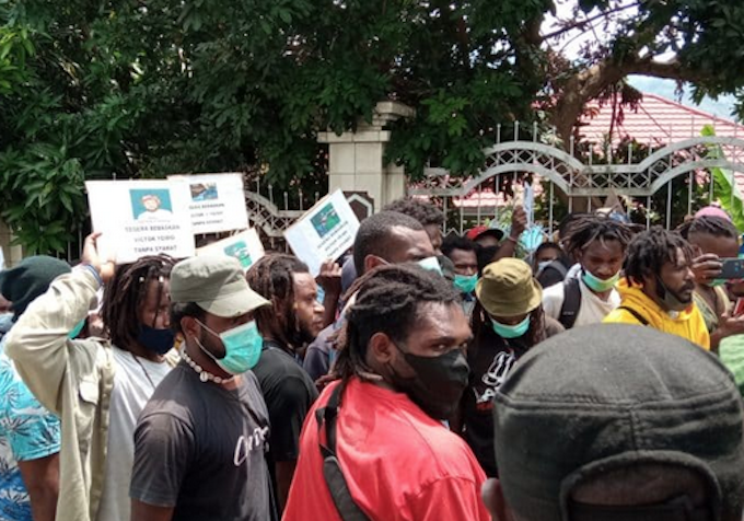Papuan protesters in Jayapura 300821