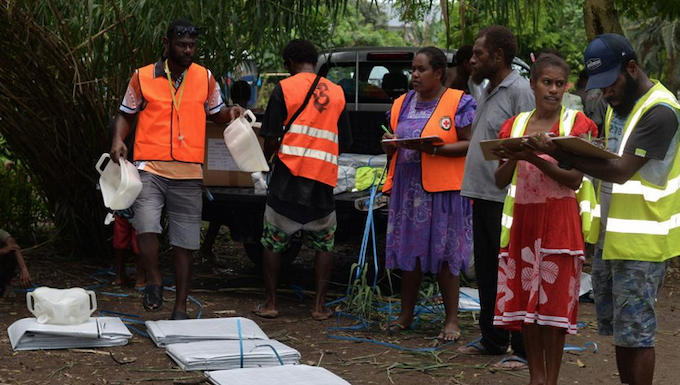 Red Cross gives emergency supplies to Tanna volcano refugee eviction victims Red Cross assistance