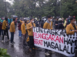 A student protest in central Jakarta