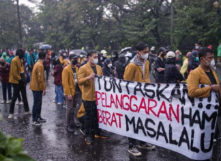 A student protest in central Jakarta