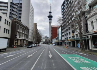 Downtown Auckland under lockdown