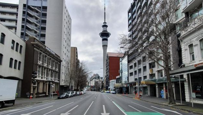 Downtown Auckland under lockdown