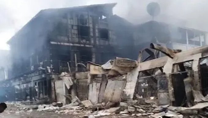 Honiara's Chinatown in ruins