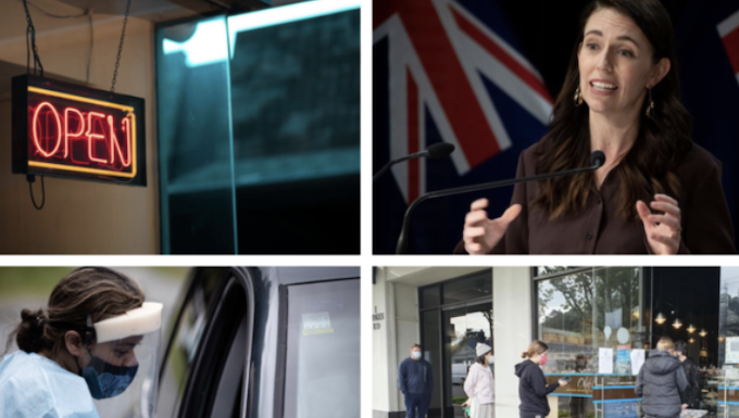 NZ covid restrictions ease for Auckland and Northland – 190 new cases Covid-19 montage RNZ