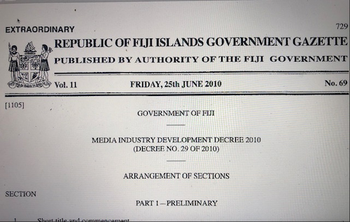 Fiji's Media Decree