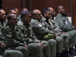 Fijian troops being briefed