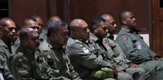 Fijian troops being briefed