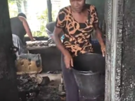 Cleaning up the gutted Kukum traffic police station