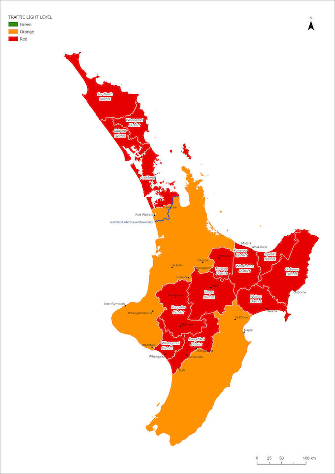 NZ's new North Island traffic light zones