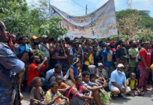 Anti-vaxxers gather for an illegal rally in the capital Port Moresby