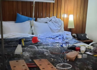 The hotel room lab raided by PNG police
