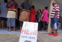 Voters from Vava'u queue