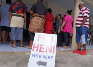 Voters from Vava'u queue