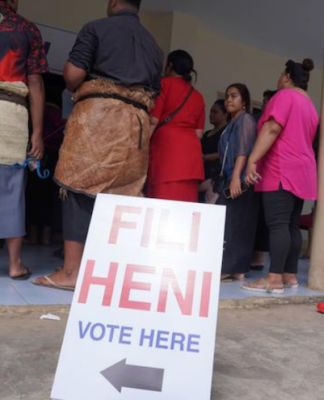 Voters from Vava'u queue