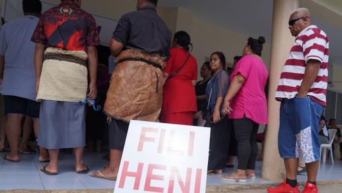 Voters from Vava'u queue