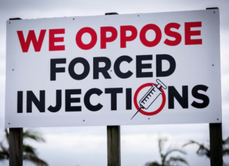 An anti-vax sign in Northland