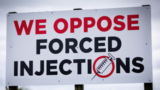 An anti-vax sign in Northland