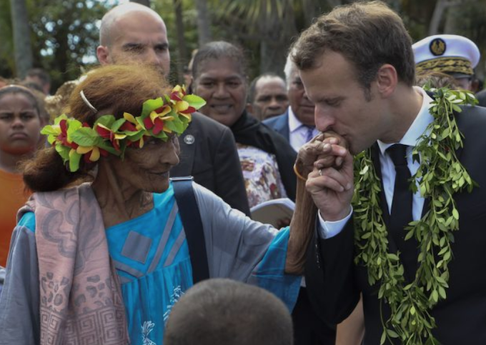 French President Emmanuel Macron in New Caledonia