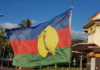 Kanak flag flying in Noumea's Place des Cocotiers