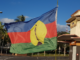 Kanak flag flying in Noumea's Place des Cocotiers