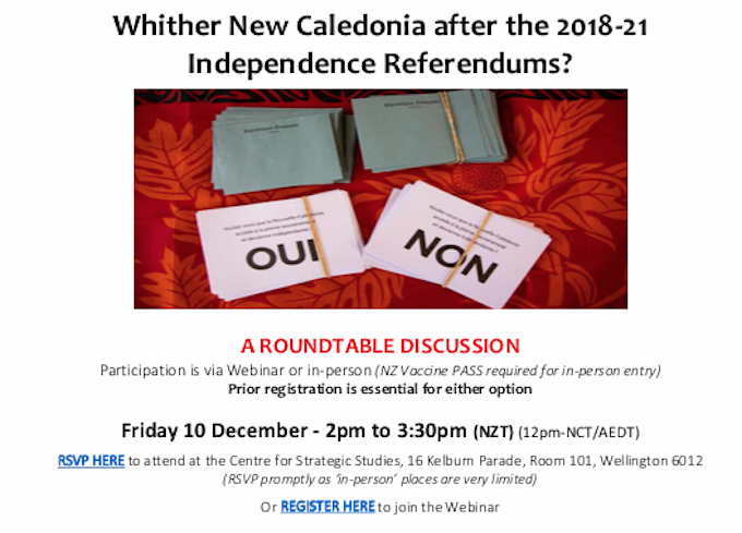 Today's New Caledonia webinar at Victoria University