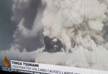 Hunga-Ha’apai and Hunga-Tonga erupting in Tonga