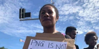 A Port Moresby protester condemns the spate of GBV attacks