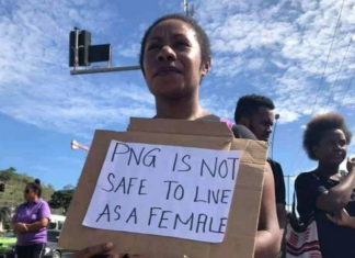 A Port Moresby protester condemns the spate of GBV attacks
