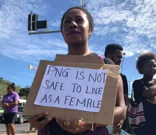 A Port Moresby protester condemns the spate of GBV attacks