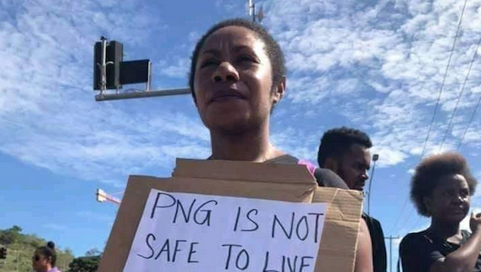 A Port Moresby protester condemns the spate of GBV attacks