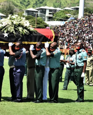 The bleak and black covid year that shook Papua New Guinea to the core PNG Grand Chief Sir Michael Somare's state funeral in 2021