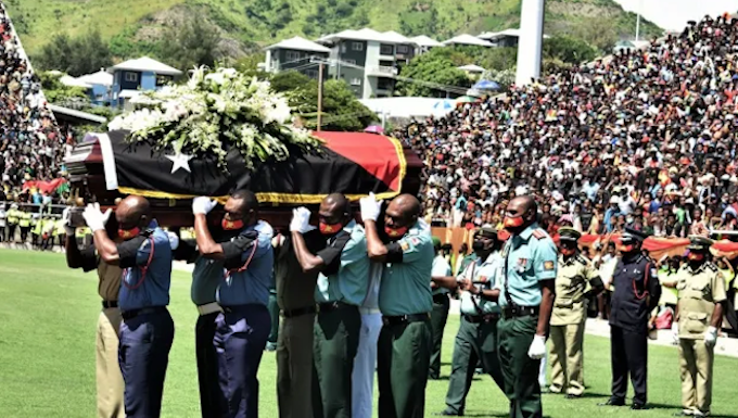 The bleak and black covid year that shook Papua New Guinea to the core PNG Grand Chief Sir Michael Somare's state funeral in 2021