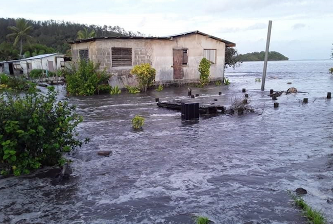 The village of Narikoso in Kadavu, Fiji, flooded