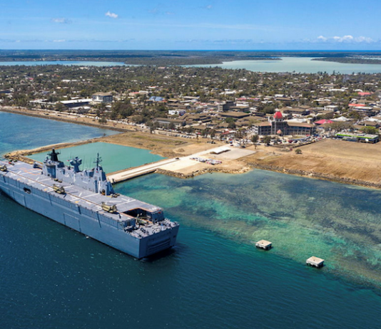 HMAS Adelaide alongside Nuku'alofa wharf