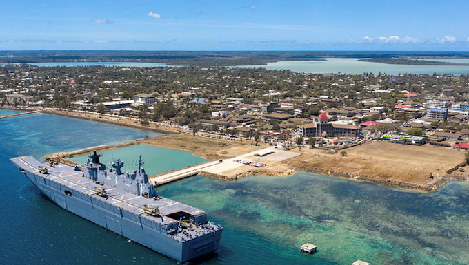 HMAS Adelaide alongside Nuku'alofa wharf