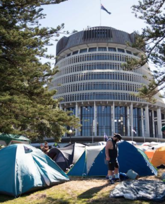Known far-right figures were among the first setting up at the Beehive Parliament protest