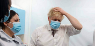 UK Prime Minister Boris Johnson on a hospital visit in January